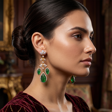 Emerald Leaf Cascade Diamond Earrings