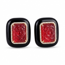 Crimson Bloom Carved Gem Studs
