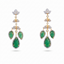 Emerald Leaf Cascade Diamond Earrings