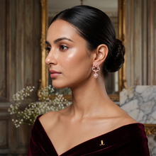 Rose Gold Heart Bloom Drop Earrings
