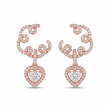 Rose Gold Heart Bloom Drop Earrings